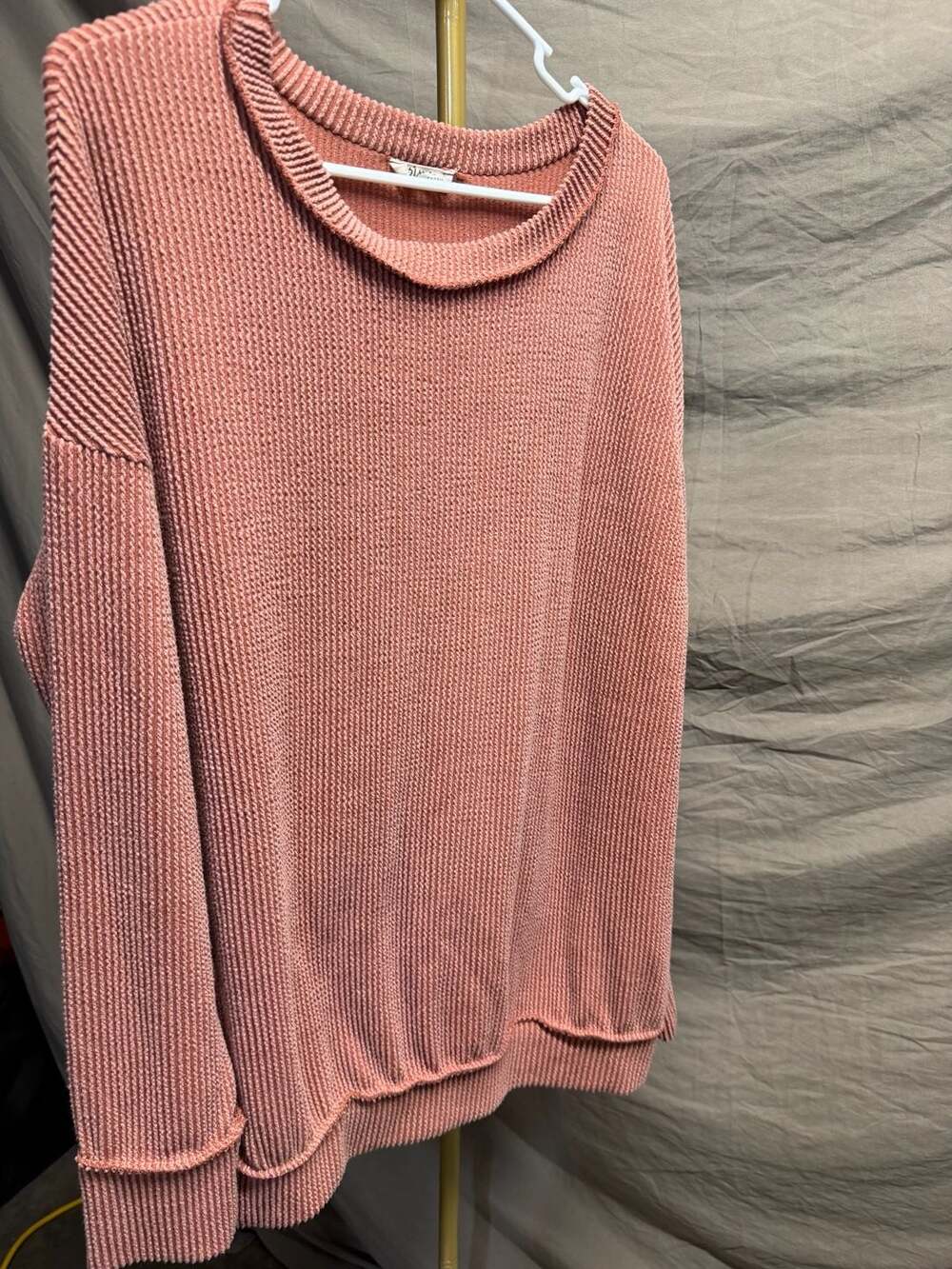 B.A.I. Apparel Women's Dusty Pink Ribbed Corded Long Sleeve Pullover Tunic